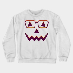 Halloween pumpkin smiley face with glassess Crewneck Sweatshirt